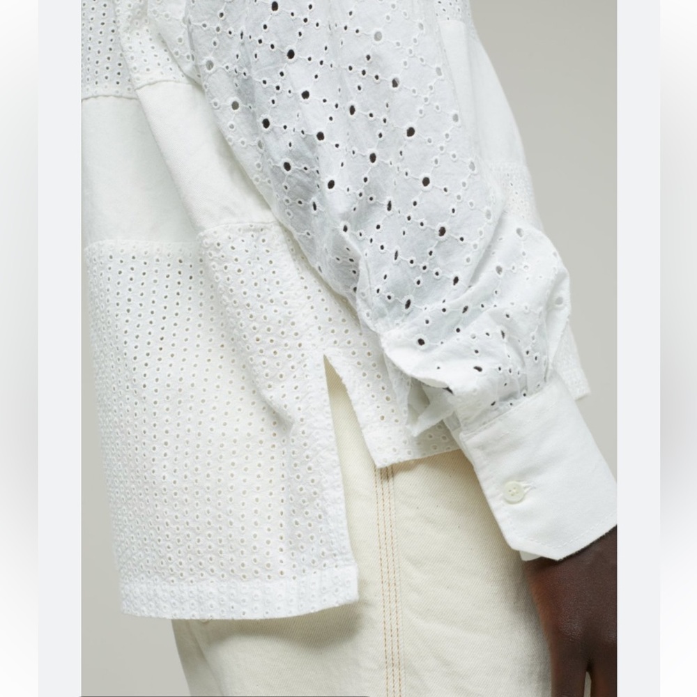 Closed, Nwot Eyelet Patchwork Button Down. White,… - image 3